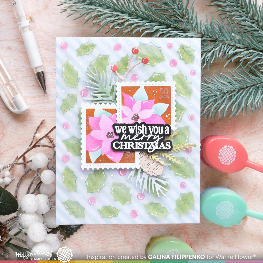 Waffle Flower - Holly Jolly Background Stencil