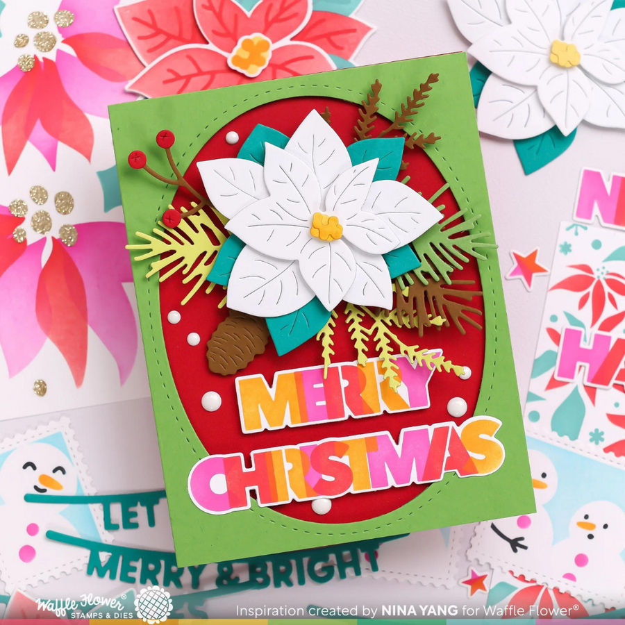 Waffle Flower - Overlapping Christmas Words Stencil Trio