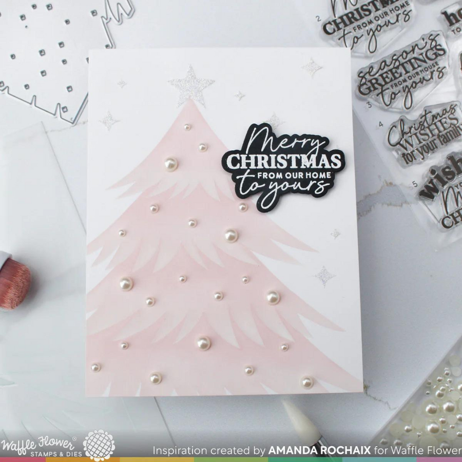 Waffle Flower - Retro Christmas Tree Die-n-stencil