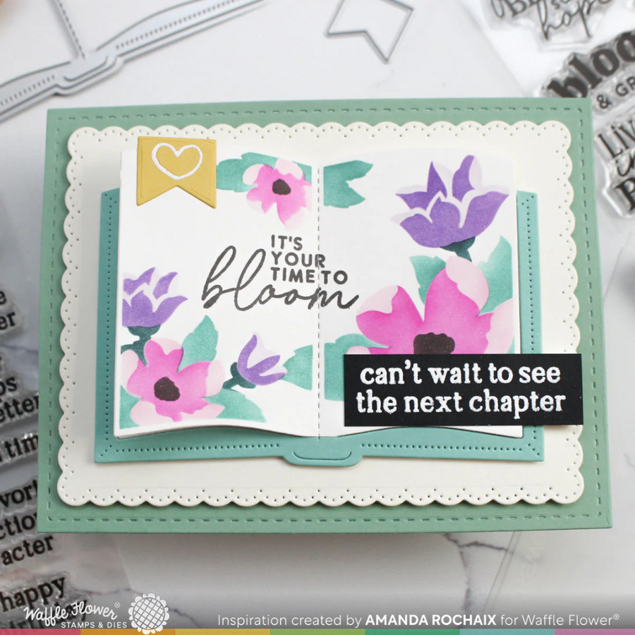 Waffle Flower - Open Book Floral Stencil