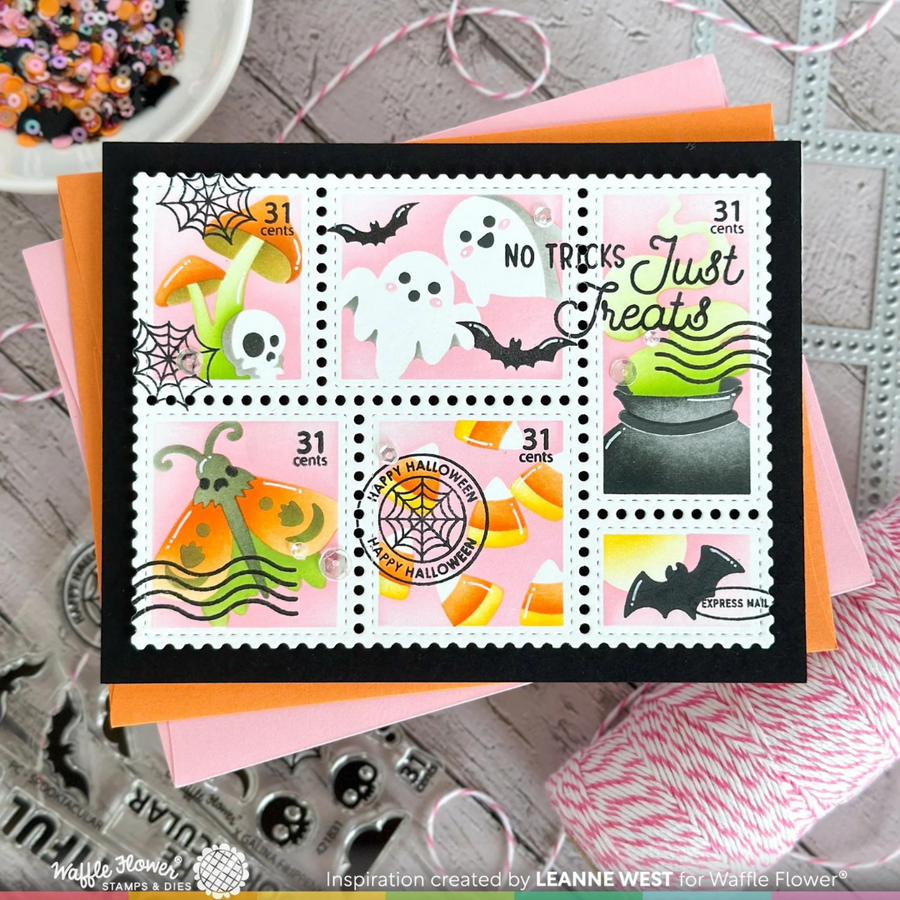 Waffle Flower - Postage Collage Spooktacular Stencil