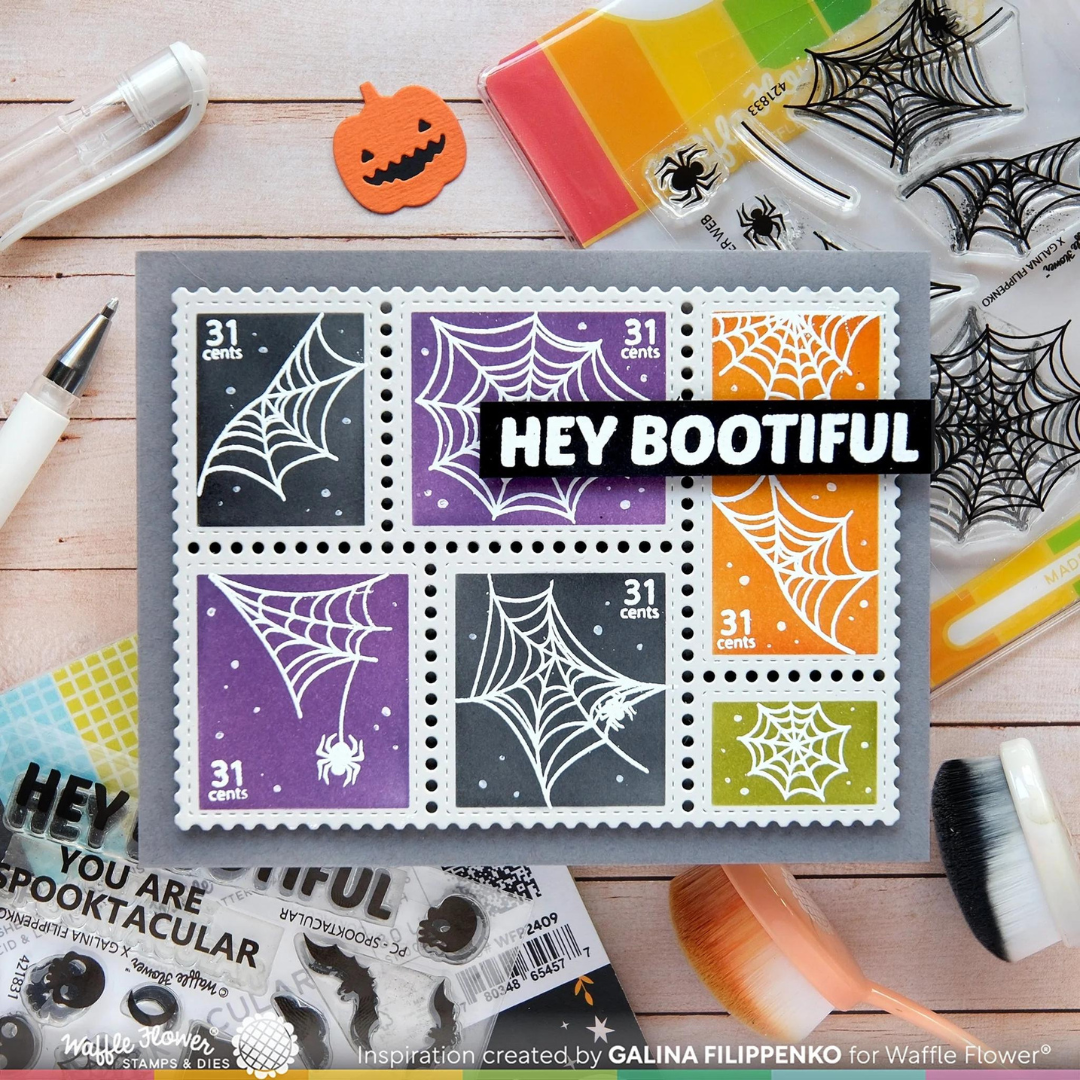 Waffle Flower - Postage Collage Spider Web Stamp Set