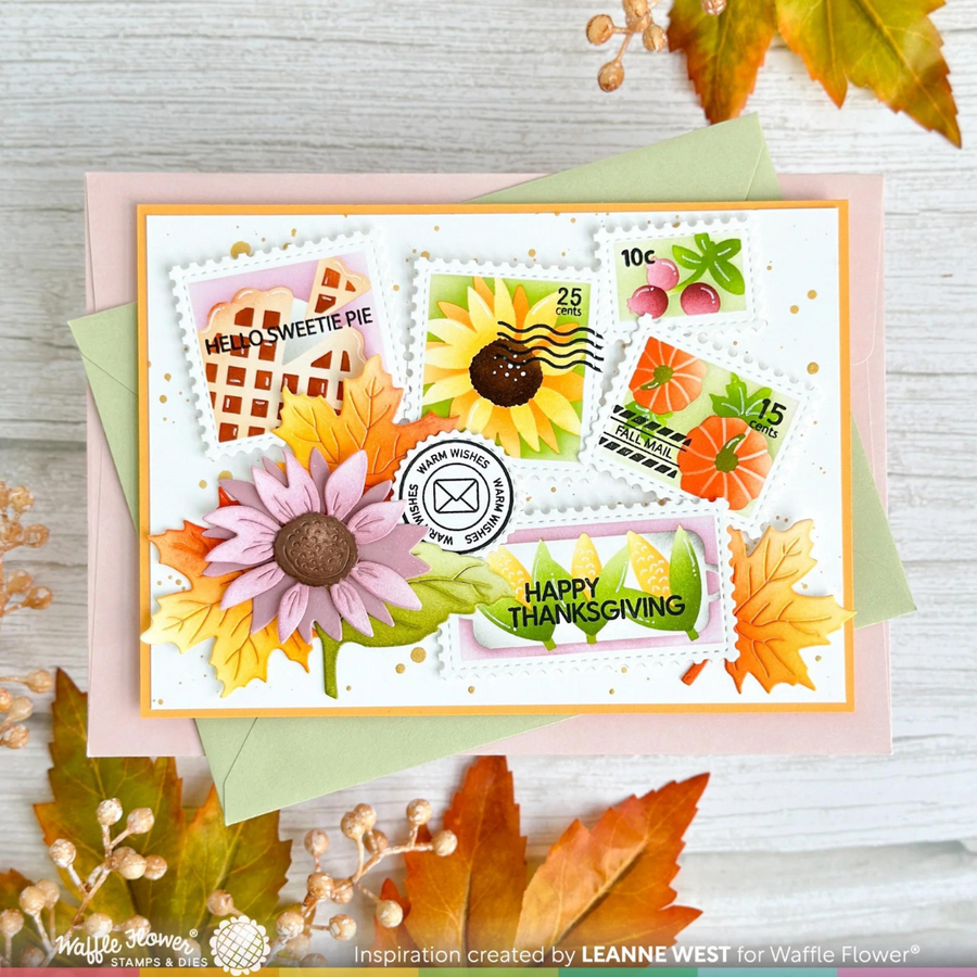 Waffle Flower - Postage Collage Harvest Stencil