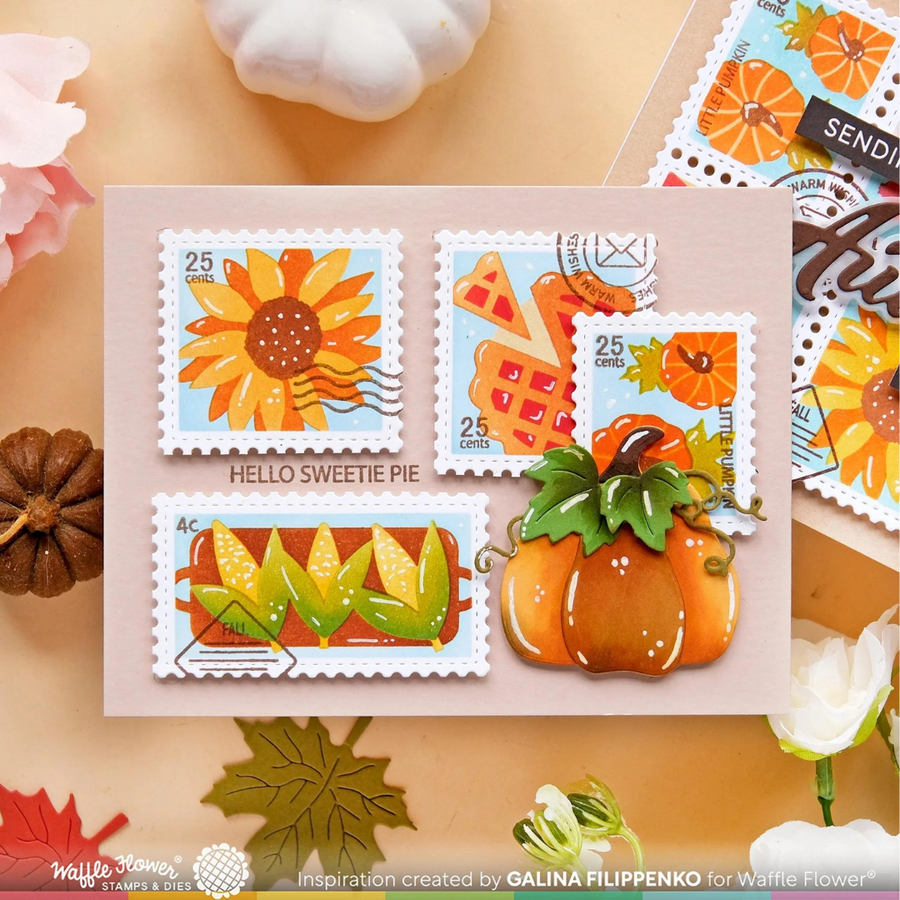 Waffle Flower - Postage Collage Harvest Stencil