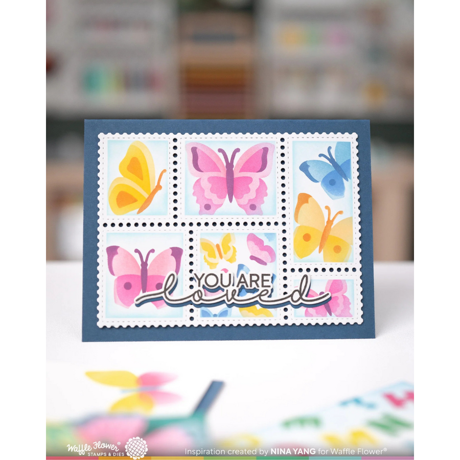 Waffle Flower - Postage Collage Butterfly Stencil