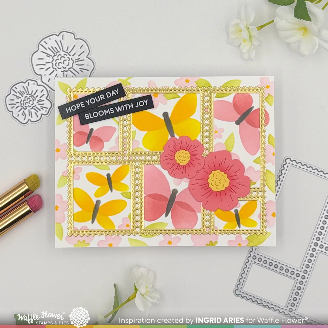 Waffle Flower - Postage Collage Spring Breeze Stencil