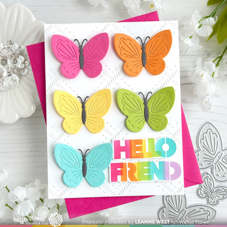 Waffle Flower - Overlapping Hello Friend Die-n-stencil