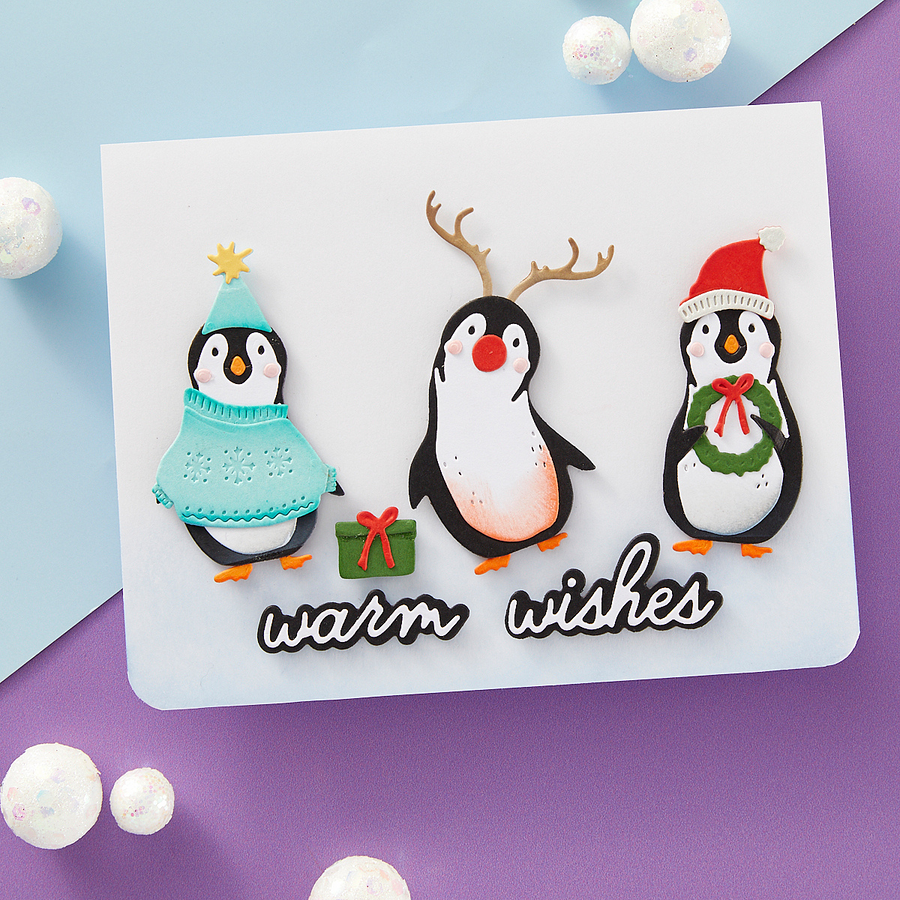 Spellbinders - Playful Penguins Etched Dies from the Let It Snow Collection by Simon Hurley