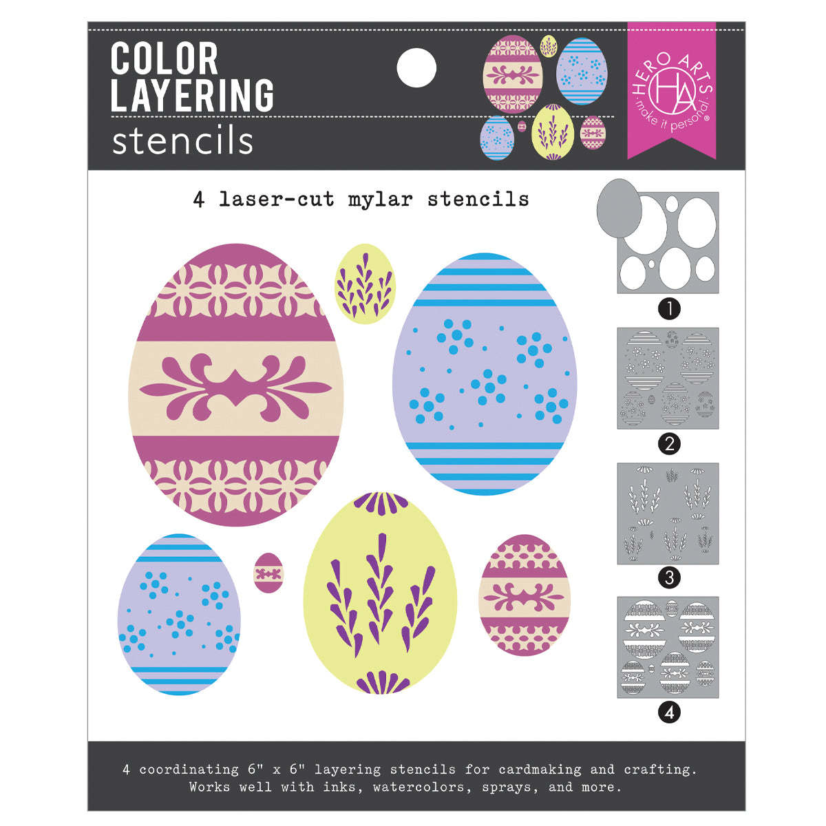 Hero Arts - Color Layering Decorative Eggs Stencils from the Charming Easter Collection