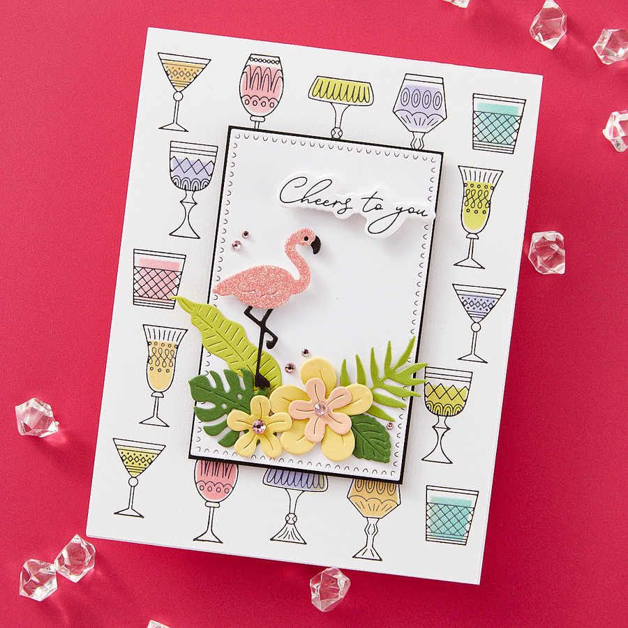 Spellbinders - Layered Classy Glasses Press Plate & Stencil Bundle from the Happy Hour Collection