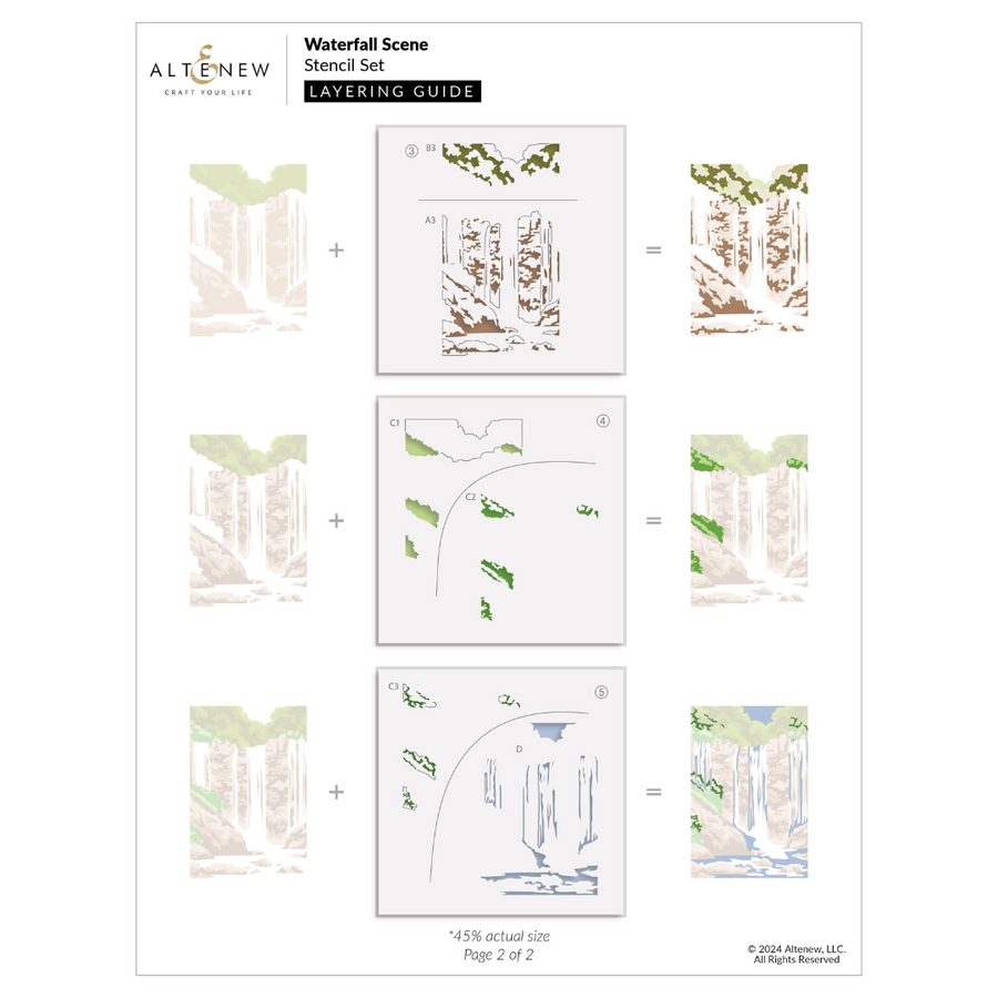 Altenew - Waterfall Scene Layering Stencil Set (5 in 1)