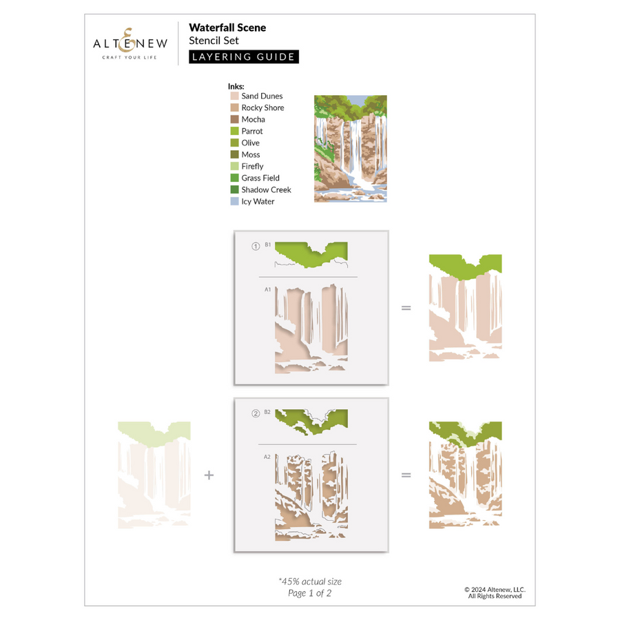 Altenew - Waterfall Scene Layering Stencil Set (5 in 1)