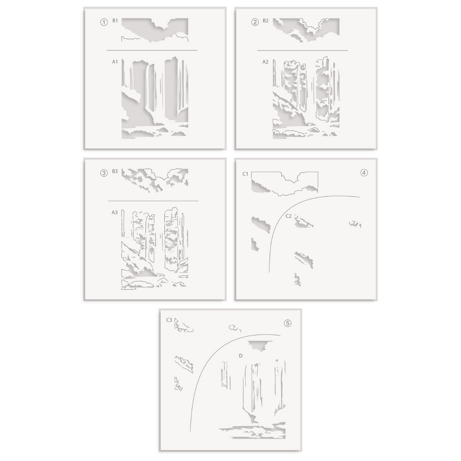 Altenew - Waterfall Scene Layering Stencil Set (5 in 1)