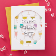 Spellbinders - Layered Classy Glasses Press Plate & Stencil Bundle from the Happy Hour Collection