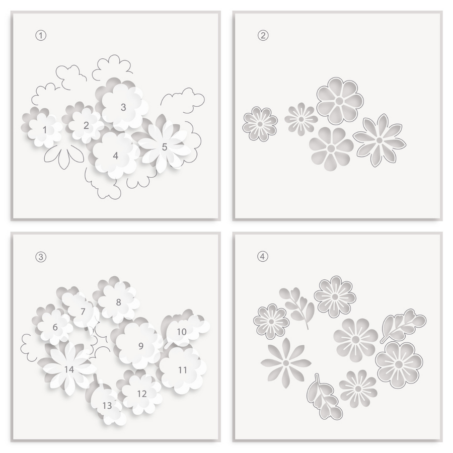 Altenew - Bloom Cookies Layering Stencil Set (4 in 1)