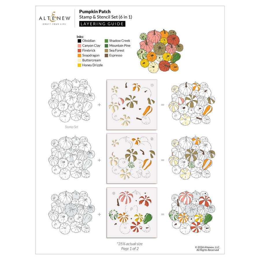 Altenew - Pumpkin Patch Simple Coloring Stencil Set (6 in 1)