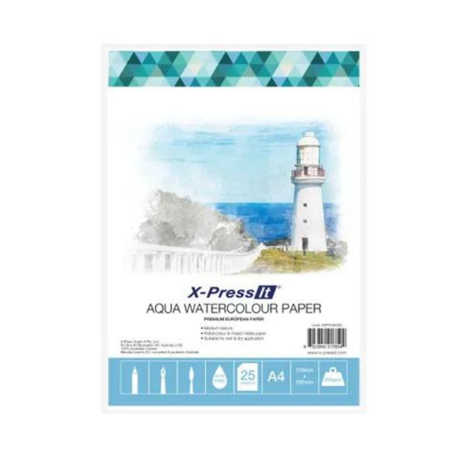 X-Press It - Aqua Watercolour Paper 200gsm A4 (25 sheet pack)