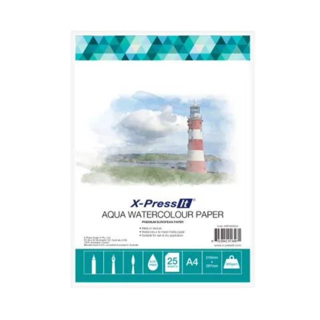 X-Press It - Aqua Watercolour Paper 300gsm A4 (25 sheet pack)