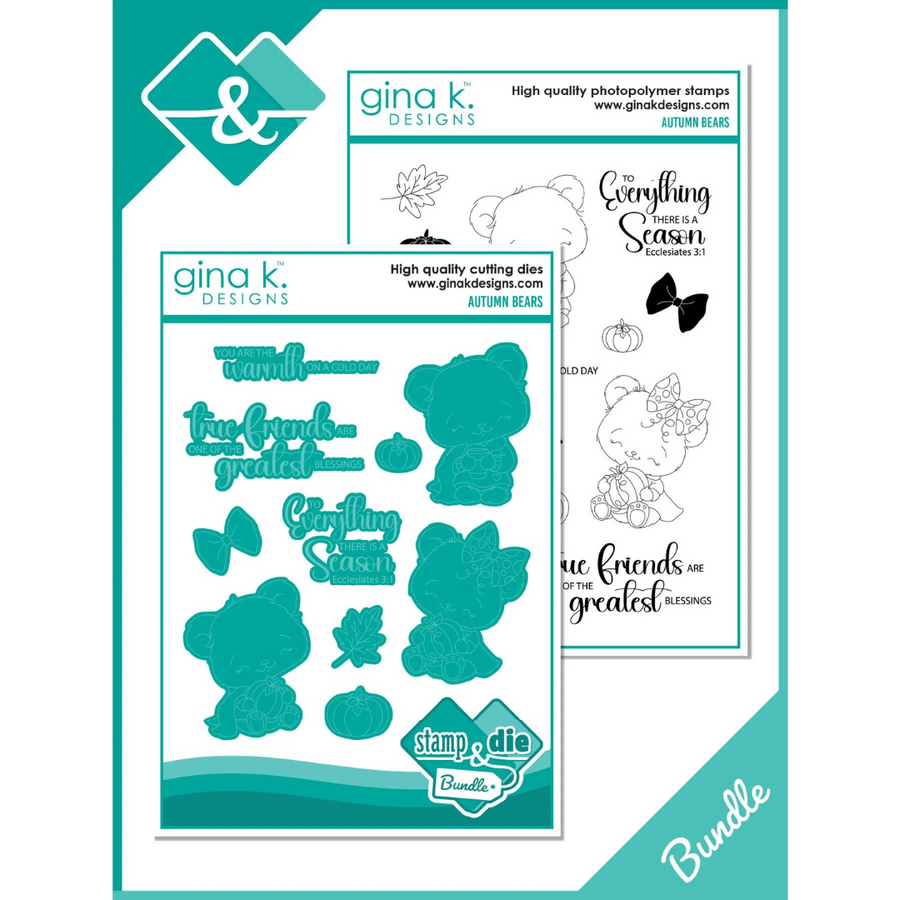 Gina K Designs Autumn Bears Stamp & Die Bundle