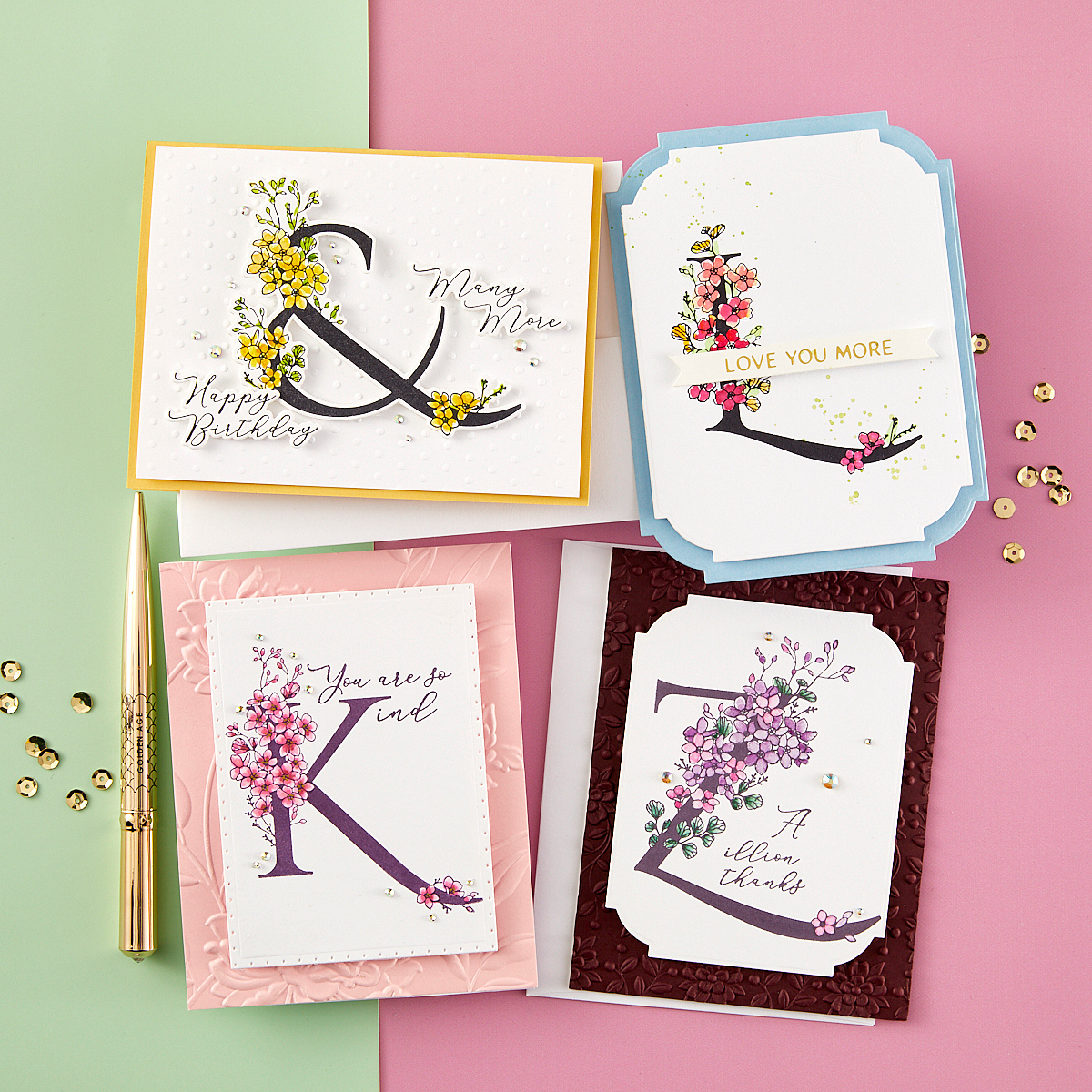 Spellbinders - Every Occasion Floral Alphabet BetterPress Bundle