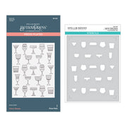 Spellbinders - Layered Classy Glasses Press Plate & Stencil Bundle from the Happy Hour Collection