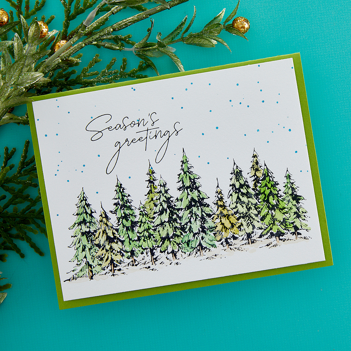 Spellbinders - Seasons Greetings Evergreens Press Plate & Die Set from the More BetterPress Christmas Collection