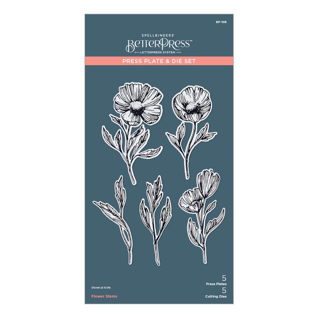 Flower Stems Press Plate & Die Set from the Pressed Posies Collection