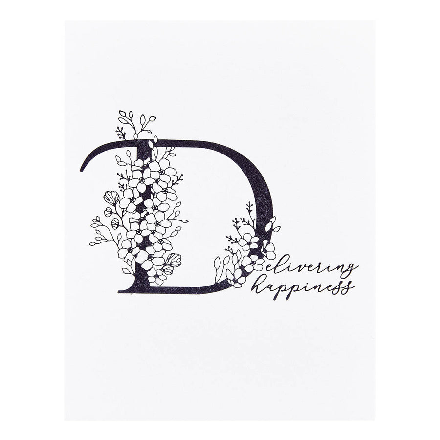 Spellbinders - Floral D and Sentiment Press Plate from the Every Occasion Floral Alphabet Collection