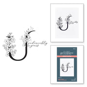 Spellbinders - Floral U and Sentiment Press Plate from the Every Occasion Floral Alphabet Collection