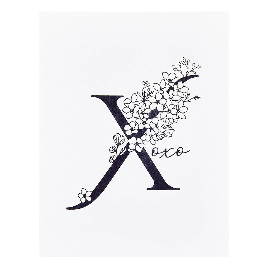Spellbinders - Floral X and Sentiment Press Plate from the Every Occasion Floral Alphabet Collection