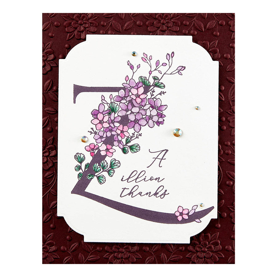 Spellbinders - Floral Z and Sentiment Press Plate from the Every Occasion Floral Alphabet Collection