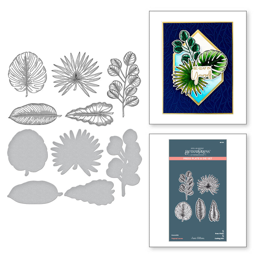 Spellbinders - Tropical Leaves Press Plate & Die Set from the Propagation Garden Collection by Annie Williams