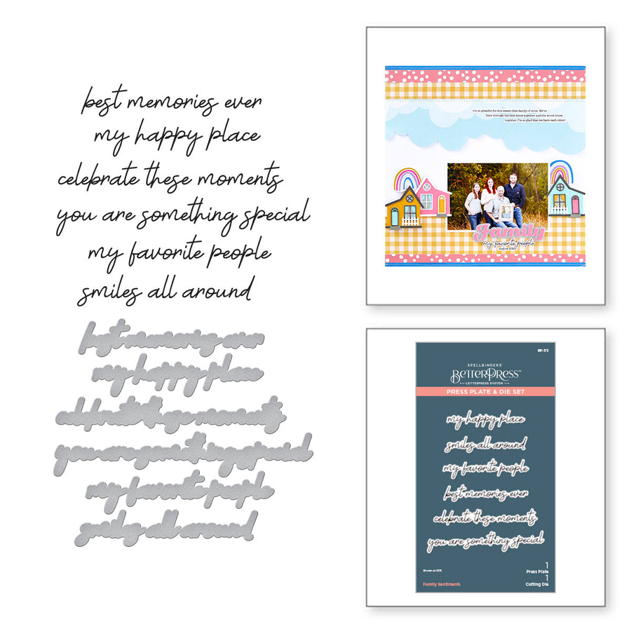 Spellbinders - Family Sentiments Press Plate & Die Set from the Storytelling by Spellbinders Collection