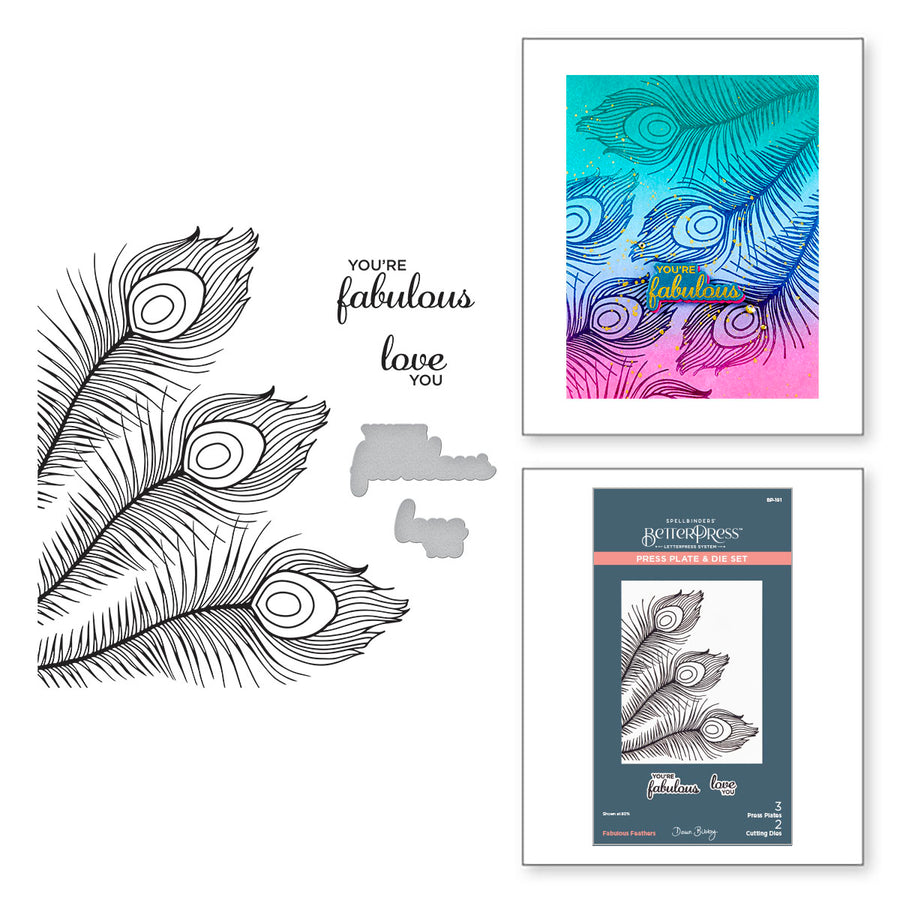 Spellbinders - Fabulous Feathers Press Plate & Die Set from the Peacock Paradise Collection by Dawn Bibby