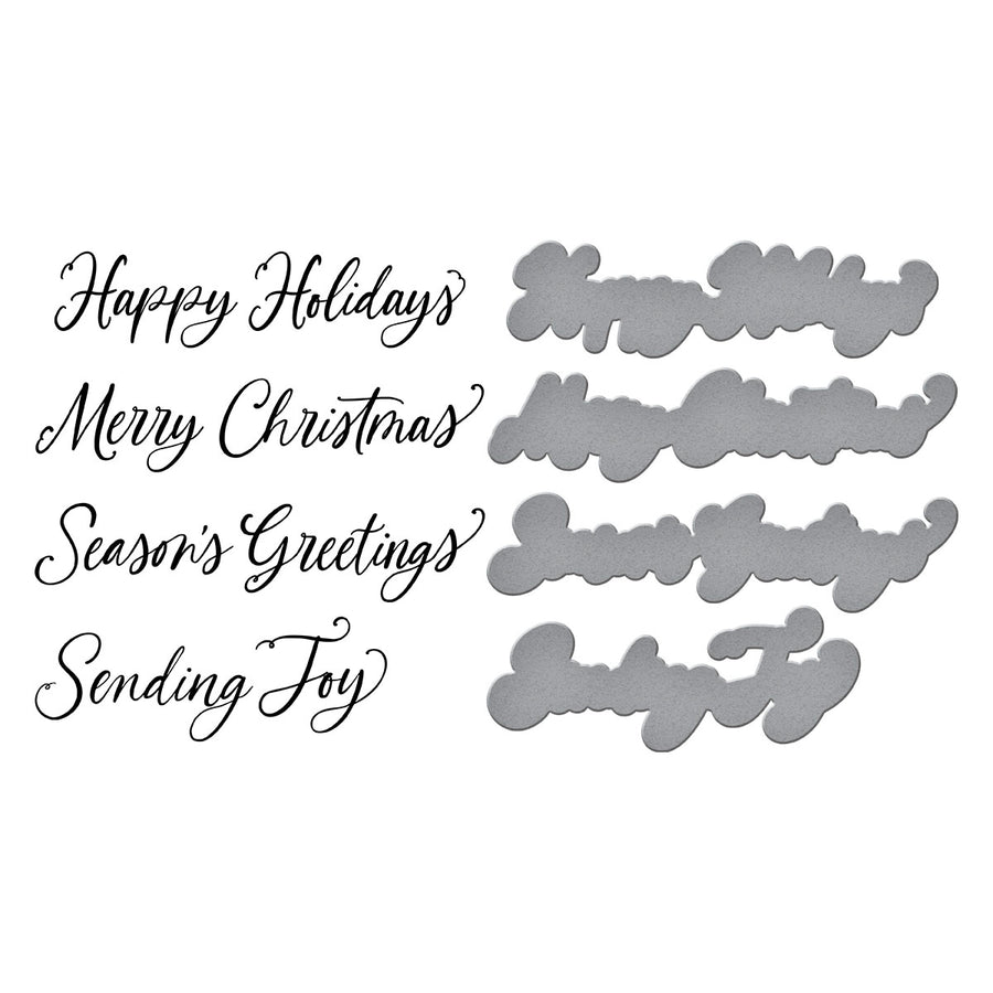 Spellbinders - Sending Joy Sentiments Press Plate & Die Set from the Home for the Holidays Collection