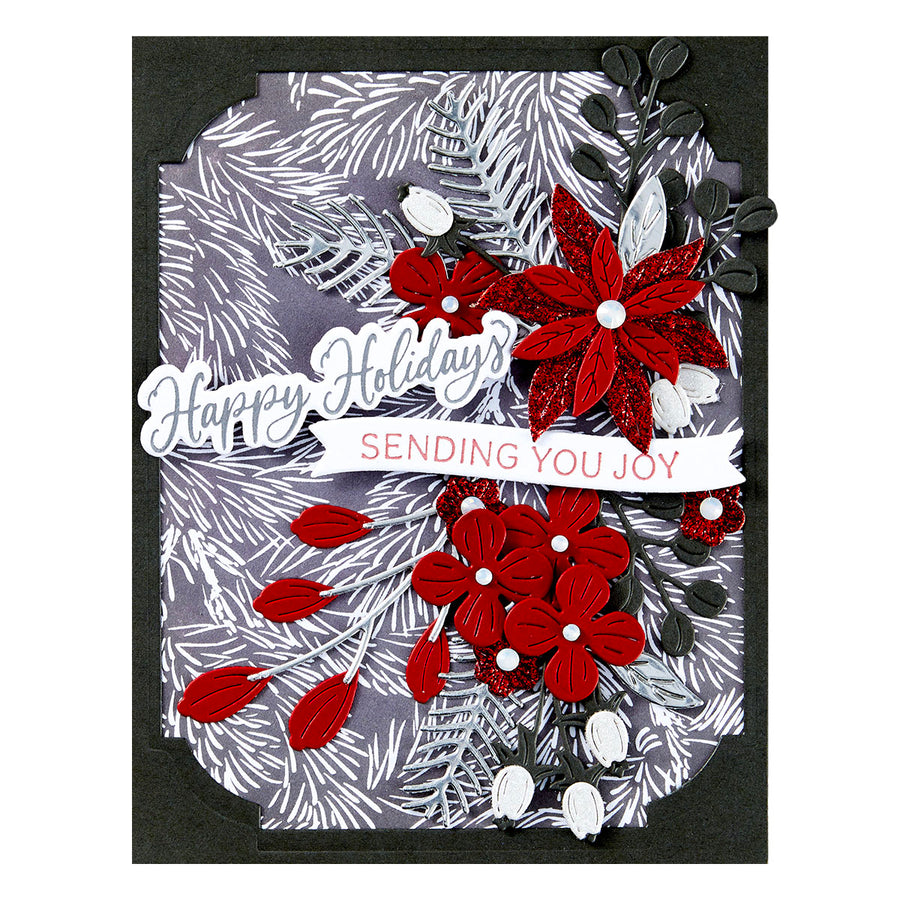 Spellbinders - Sending Joy Sentiments Press Plate & Die Set from the Home for the Holidays Collection