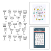 Spellbinders - Layered Classy Glasses Press Plate & Stencil Bundle from the Happy Hour Collection