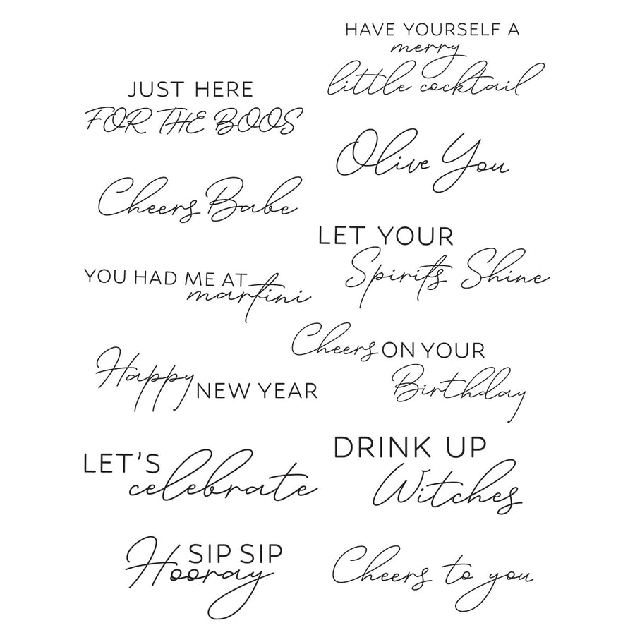 Spellbinders - Cheers Sentiments Press Plate & Die Set from the Happy Hour Collection