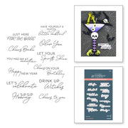 Spellbinders - Cheers Sentiments Press Plate & Die Set from the Happy Hour Collection