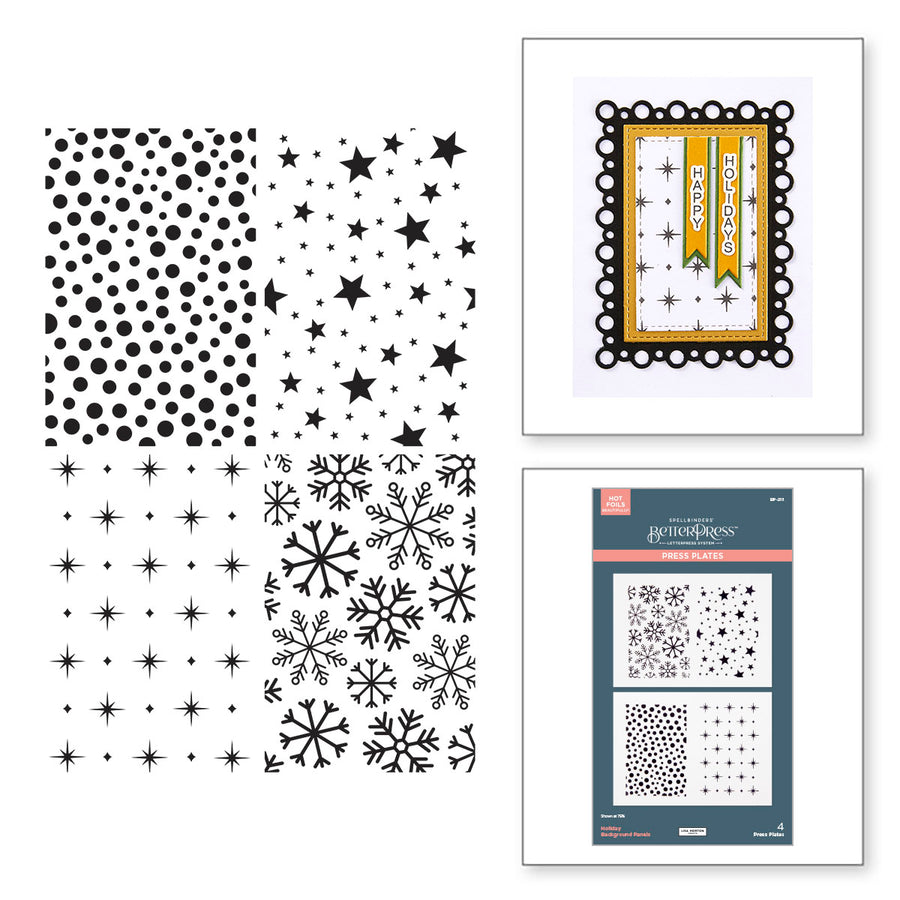 Spellbinders - Holiday Backgrounds Panels Press Plates from the Essential Holiday Collection by Lisa Horton