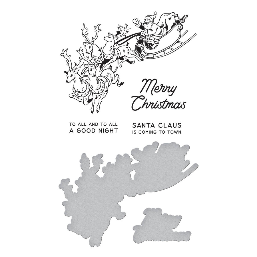 Spellbinders - Santa's Sleigh Press Plate & Die Set from the Glad Tidings Collection by Simon Hurley