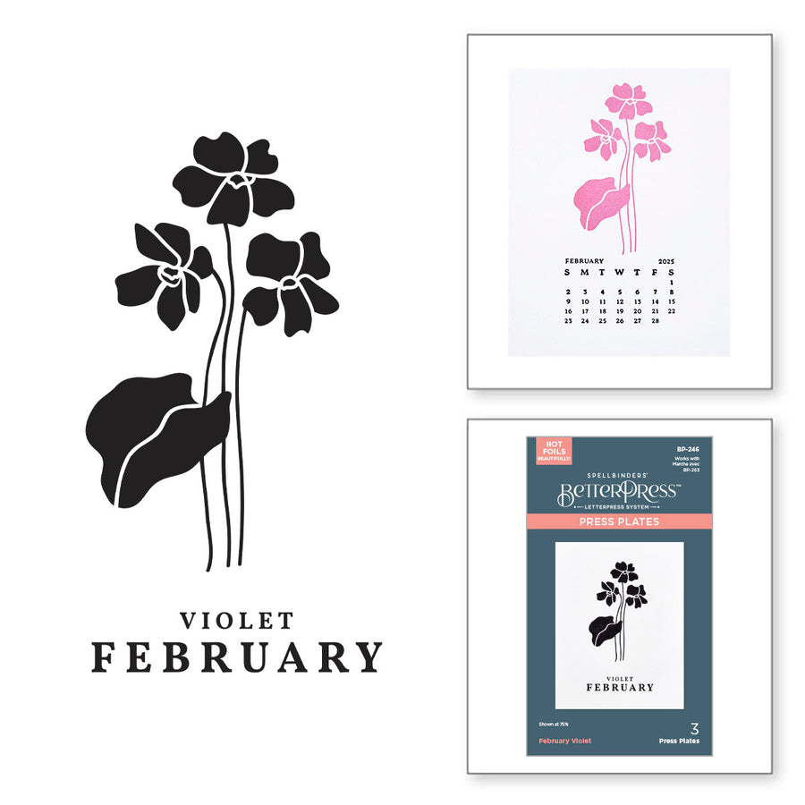 Spellbinders - February Violet Press Plates from the Florals Through the Year Collection