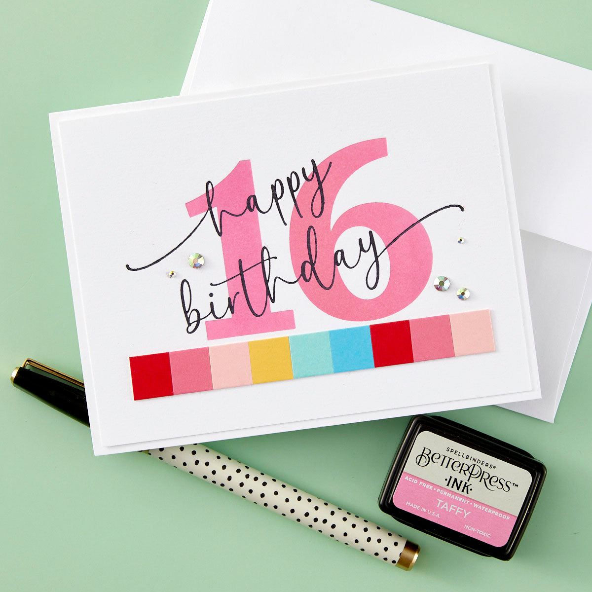 Spellbinders - Sweeping Celebration Sentiments Press Plates from the Color Mix Celebrations Collection