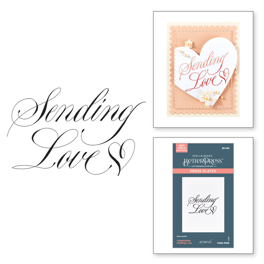 Spellbinders - Copperplate Sending Love BetterPress Plate from the Copperplate On Your Wedding Day Collection by Paul Antonio