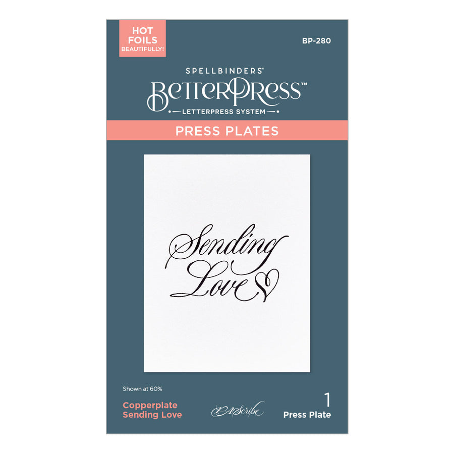 Spellbinders - Copperplate Sending Love BetterPress Plate from the Copperplate On Your Wedding Day Collection by Paul Antonio