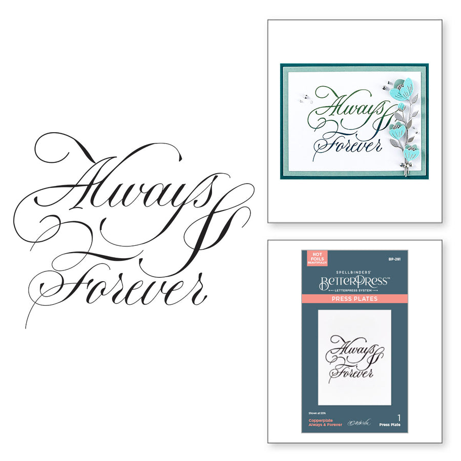 Spellbinders - Copperplate Always & Forever BetterPress Plate from the Copperplate On Your Wedding Day Collection by Paul Antonio