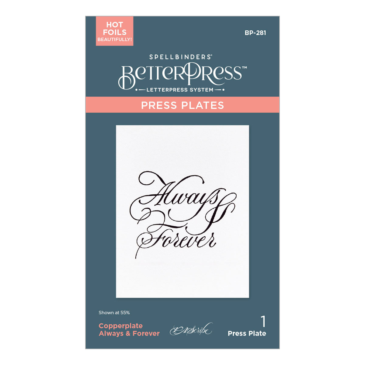 Spellbinders - Copperplate Always & Forever BetterPress Plate from the Copperplate On Your Wedding Day Collection by Paul Antonio