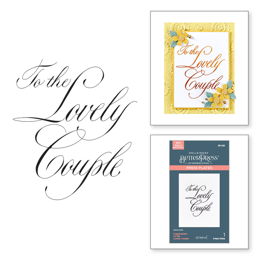 Spellbinders - Copperplate To the Lovely Couple BetterPress Plate from the Copperplate On Your Wedding Day Collection by Paul Antonio