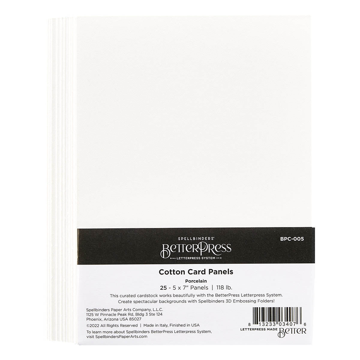 Spellbinders Porcelain BetterPress A7 Cotton Card Panels  - 25 Pack