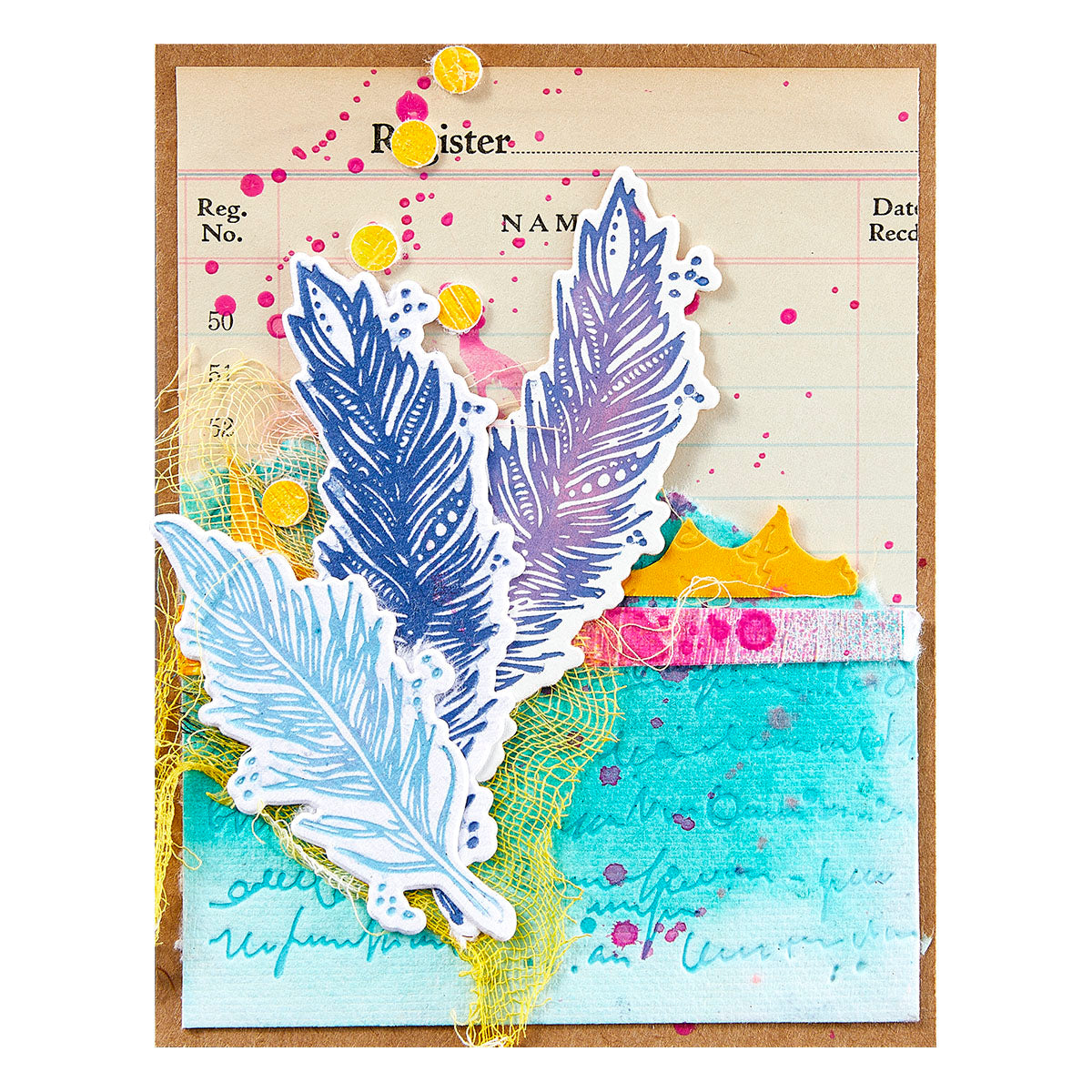 Spellbinders - Feather Dream BetterPress Plates & Die Set from the Collaged Birds Collection by Dina Wakley